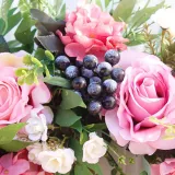 Pink Rose Wreath Front Door Decor Wood Hanging Ornament