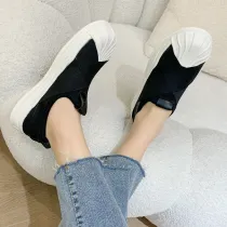 New Versatile Thick Soled Shell Head Dissolved Canvas Shoes