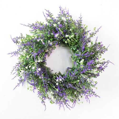 Lavender Flower Wreath Front Door Decor Faux Showcase Hanging Ornament