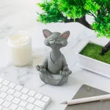 Whimsical Orange Buddha Cat Figurine Meditation Yoga Collectible Decor