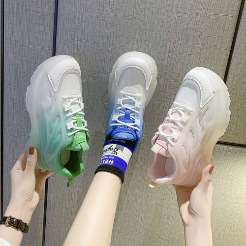 Women Platform Lace up Gradient Sole Waterproof Sneaker