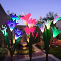 Lily Flower Color Changing Landscape LED Solar Flower Garden Lights