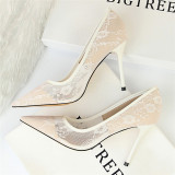 Lace Stiletto Shallow Pointed Toe Mesh High Heel Pumps Shoes