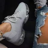 Lace Up Light Breathable Running Shoes Non Slip Knit Sneakers