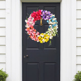Colorful Tulip Artificial Wreath Door Decor Wall Hanging Wedding Ornament