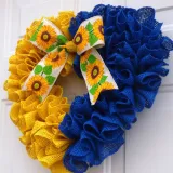 Heart Burlap Wreath Front Door Decor Bowknot Hanging Ornament