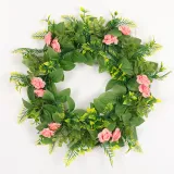 Rose Leaf Wreath Front Door Décor Artificial Flower Home Hanging Ornament