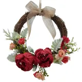 Artificial Peony Wreath Front Door Décor Home Wall Hanging Flower Ornament