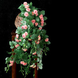 Home Garden Artificial Vine Rose String Hanging Flower Room Decoration