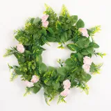 Rose Leaf Wreath Front Door Décor Artificial Flower Home Hanging Ornament