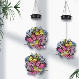 Solar LED Lamp Wind Bell Butterfly Ball Hanging Bell Lamp Family Garden Decoration
