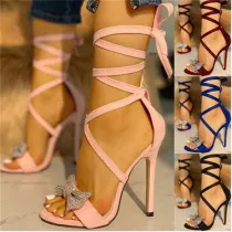 Suede Tie-up Stiletto Heel Strappy Sandals