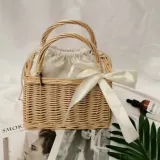 Hand Made Vintage Woven Basket with Bilateral Removable Handle