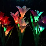 Lily Flower Color Changing Landscape LED Solar Flower Garden Lights