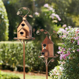 Bird House Stand Garden Yard Decor