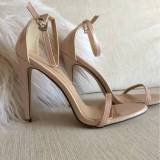 Women Classic Metallic Gold Pointed Toe Ankle Strap Stiletto High Heels Sandals Shoes
