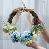 Artificial Peony Wreath Front Door Décor Home Wall Hanging Flower Ornament