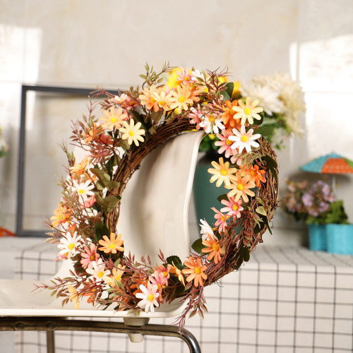 Spring Wreath Artificial Flower Daisy Wreath for Front Door