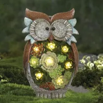 Solar LED Lights Owl Figurine Resin Crafts Lawn Garden Courtyard Decorations