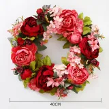 Peony Wreath Front Door Decor Flower Wall Hanging Wedding Ornament