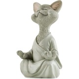 Whimsical Orange Buddha Cat Figurine Meditation Yoga Collectible Decor