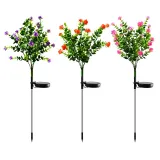 Artificial Plastic Camellia Flower Energy Saving Solar Led Light for Garden Grass Decorative Lighting