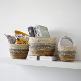 Woven Seagrass Basket for Plant Water Hyacinth Stylish Planter Baskets
