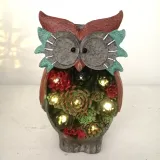Solar LED Lights Owl Figurine Resin Crafts Lawn Garden Courtyard Decorations
