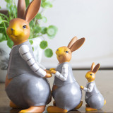Cute Resin Garden Rabbit 3PCS Sets Home Decoration Craft Gift Animal Art Ornament