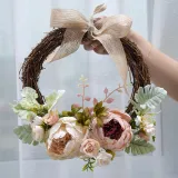 Artificial Peony Wreath Front Door Décor Home Wall Hanging Flower Ornament
