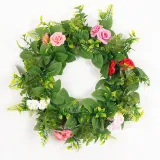 Rose Leaf Wreath Front Door Décor Artificial Flower Home Hanging Ornament