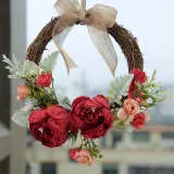 Artificial Peony Wreath Front Door Décor Home Wall Hanging Flower Ornament