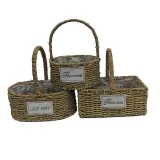 Living Room Decoration Rectangle Wicker Basket Handle For Flowers