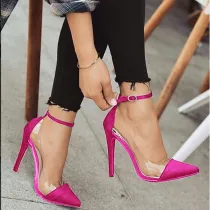 Satin Buckle Platform High Heels Shoes