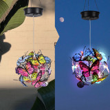 Solar LED Lamp Wind Bell Butterfly Ball Hanging Bell Lamp Family Garden Decoration