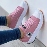 Women Low-top Single Shoes Thick-soled Candy Color Flats Female Canvas Sneaker