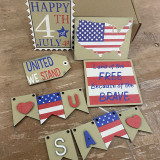 American Independence Day Tray Decoration Wooden Ornament Set Fourth of July DIY Dining Table Decoration