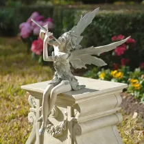 Polyresin Garden Fairy Wings Outdoor Flute Fairy Sculpture
