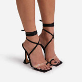 Stiletto Snake Leaf Ankle Strap Stiletto Heels Sandals Dress Shoes