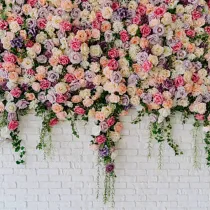 Artificial Silk Rose Flower Row Romantic Wall Décor