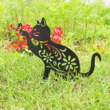 Cute Cat Catch Butterfly Outdoor Hollowed-out Metal Decoration