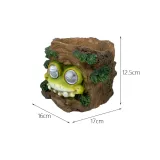 Solar Resin Crafts Tree Stump Frog Flowerpot Garden Decoration