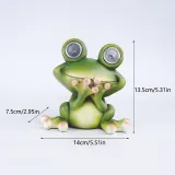 Cute 3D Resin Frog Solar Energy Lights Garden Crafts Decoration