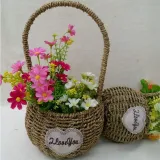 Plant Pots with Handles Natural Round Woven Seagrass Decorative Flower Basket