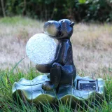 Resin Outdoor Garden Decoration Water Pool Animal Floating Figurine Solar Powered Light Crocodile Statue