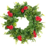 Rose Leaf Wreath Front Door Décor Artificial Flower Home Hanging Ornament