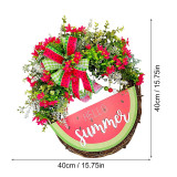 Hello Spring Watermelon Wreath Front Door Decor Wood Hanging Ornament