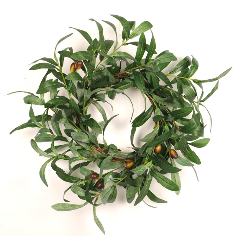 Olive Leaf Rattan Hoop Wreath Door Décor Party Hanging Ornament