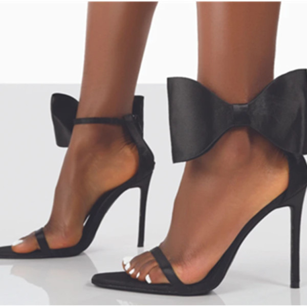 Open Toe Stiletto High Heels Bow Tie Ankle Buckle Sandals