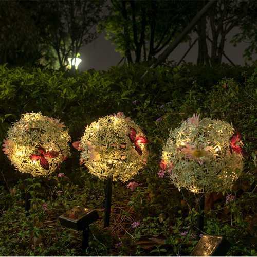 Solar Flower Ball Lamp Lawn Butterfly Ball LED Lamp Courtyard Decorative Lamp